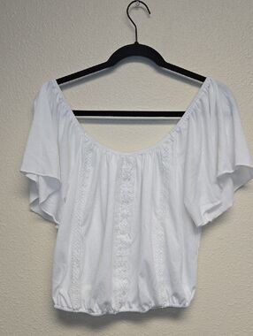 No Frills LA White Boho Peasant Top